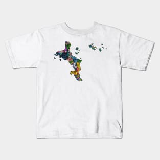 Spirograph Patterned Seychelles Islands Map Kids T-Shirt